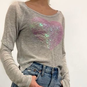 pink sequin heart sweater